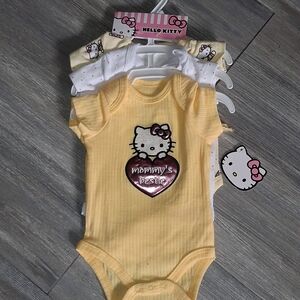 Hello Kitty Yellow Ribbed Baby 3-Piece Bodysuit